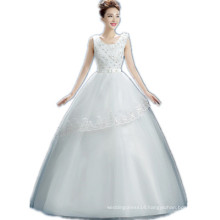 SLS033YC Wholesaler Cheap Wedding Dress 2019 New Korean Style Sleeveless Appliqued Flowers Floor Length Wedding Bridal Dress